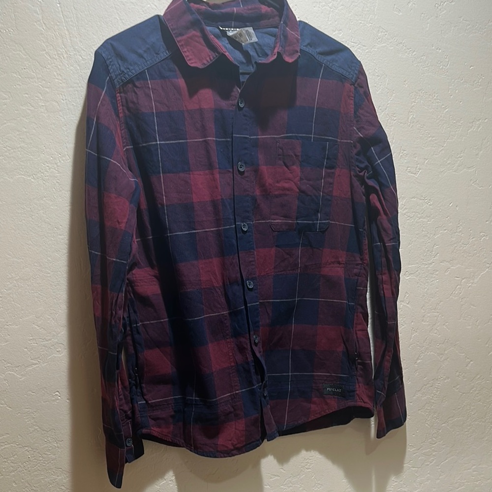 Casual Red and Blue Button Down Shirt